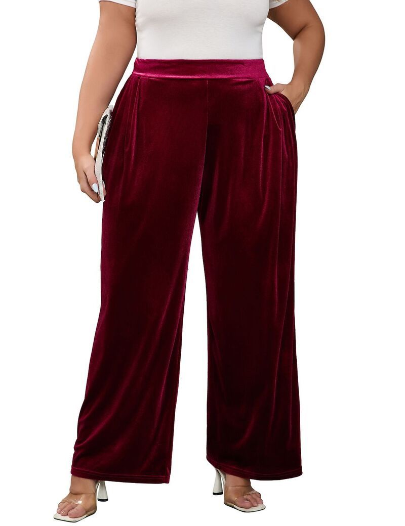 クリアフラワー レディース ボトムス カジュアルパンツ ワイドレッグ プラスサイズ ベルベット ClearFlower Women Plusize Velvet Wide Leg Pants High 9,436円