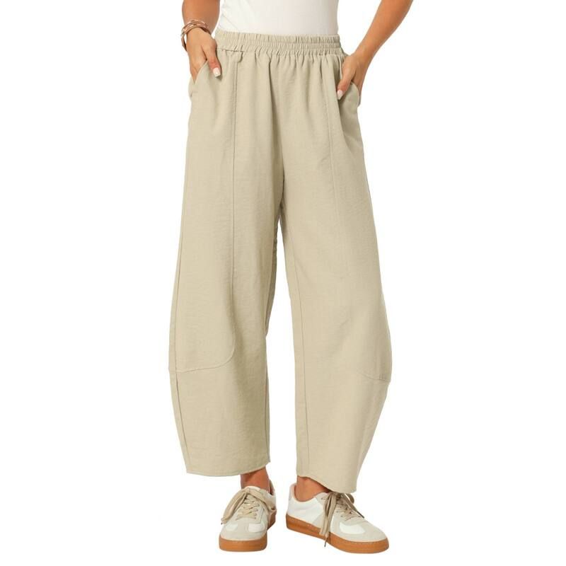 インスパイア シック レディース ボトムス カジュアルパンツ ワイドレッグ アンクル INSPIRE CHIC Womens Baggy Wide Leg Pants Elastic Waist Ba