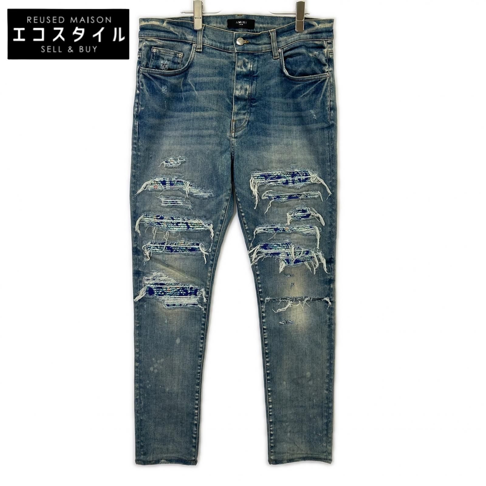 AMIRI　アミリ　ブルー ダメージ加工 デニムパンツ　36