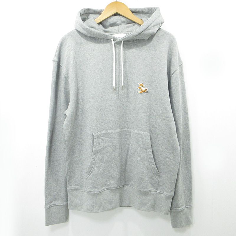 【三重本店】 中古 MAISON KITSUNE | メゾンキツネ CHILLAX FOX PATCH CLASSIC HOODIE チラックスフォックス きつね刺繍長袖パーカー IU00355KM0001 グレー サイズ：XL 【108】