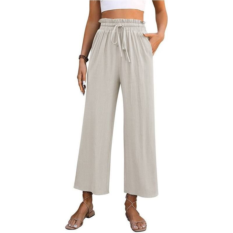コジョイン レディース ボトムス カジュアルパンツ ワイドレッグ Kojooin Women Wide Leg Pants Palazzo Drawstring Elastic Waistrouser