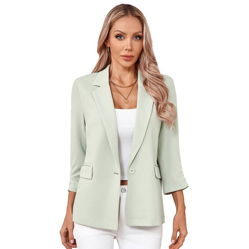 コジョイン レディース アウター ジャケット・ブルゾン ブレザー Kojooin Women Long Blazer One Button Lapel 34 Sleeve Business Casua