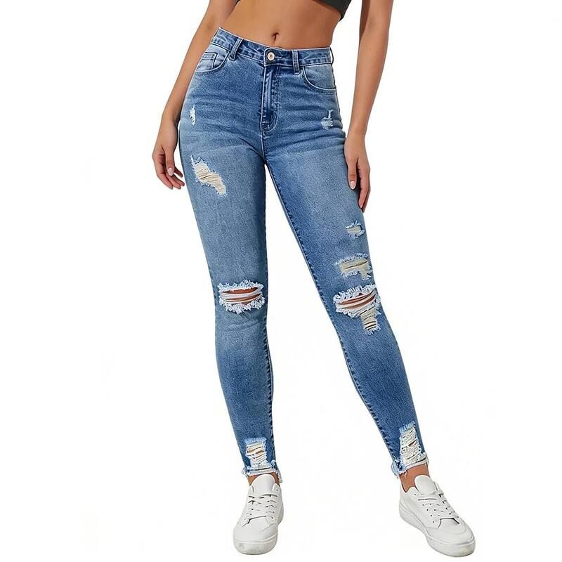 クリアフラワー レディース ボトムス デニムパンツ アンクル ジーンズ ClearFlower Womens Jeans High Rise Waist Distressed Rip Details