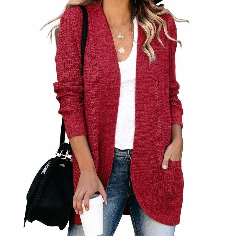 セオリア レディース アウター ニット・セーター カーディガン Seoria Women Long Sleeve Cardigan Casualoose Knit Outwear with Pocke