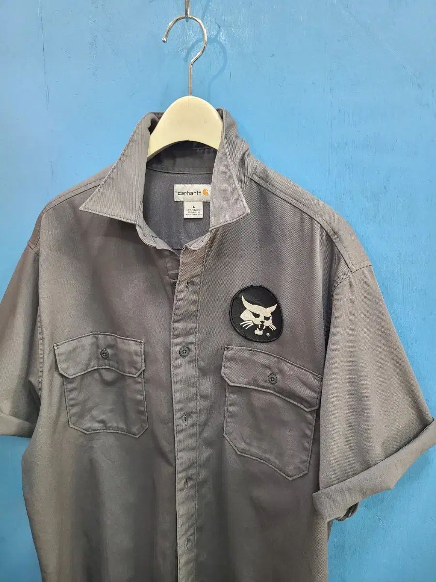 Carhartt カーハート 猫 ワッペン 半袖ワークシャツ like アメカジ