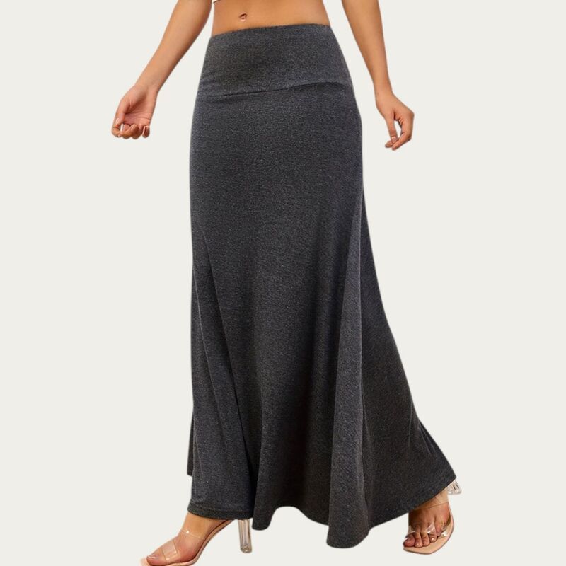 アンナカシ レディース ボトムスカート マキシ AnnaKaci Women soft Stretch Maxi Skirt with Foldover Waistband Flowing Relax