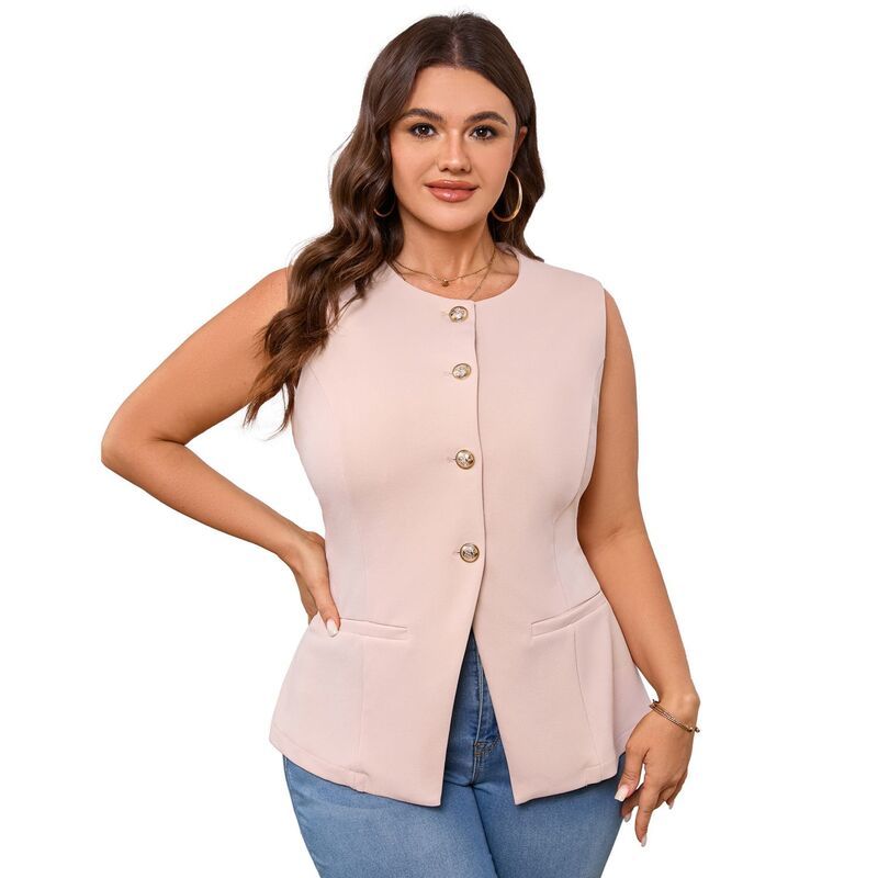 コジョイン レディース アウター ジャケット・ブルゾン プラスサイズ ベスト ノースリーブ コート ブレザー Kojooin Women Plusize Sleeveless Blazer Vest