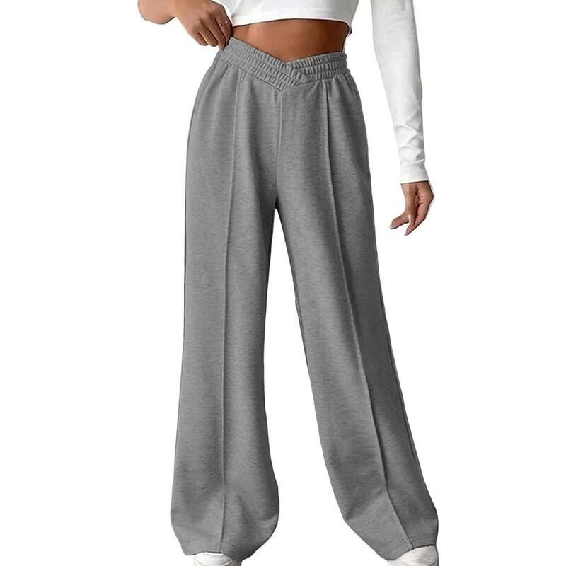 セオリア レディース ボトムス カジュアルパンツ ワイドレッグ スウェットパンツ Seoria Women Crossover Waist Sweatpants Casual Wide Leg Pan