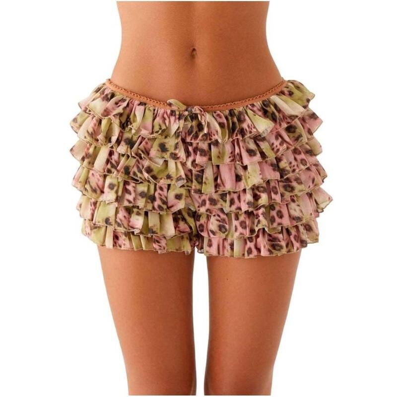 イエスファッション レディース ボトムスカート フリル ショートパンツ Yesfashion Womens Y2K Slim Fitted Layered Ruffle Shorts Multi Co