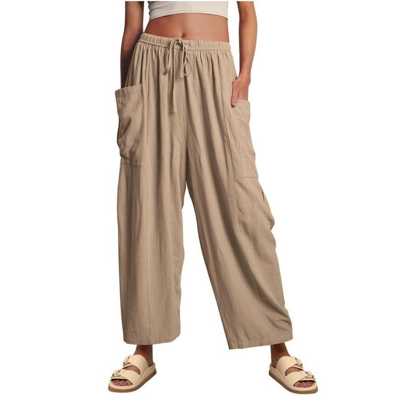 イエスファッション レディース ボトムス カジュアルパンツ ワイドレッグ Yesfashion Womens Wide Leg Pants Casualoose Drawstring Flowy Be