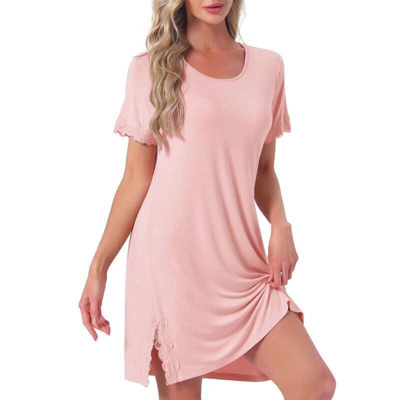 インスパイア シック レディース アンダーウェア ナイトウェア レーストリム シャツ レース INSPIRE CHIC Womens Nightgown Lace Trim Builtin Shelf