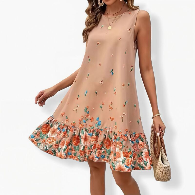 クリアフラワー レディース トップス ワンピース Vネック ミディ ClearFlower Womenshort Sleeve Midi Dress Flattering VNeck Casual W