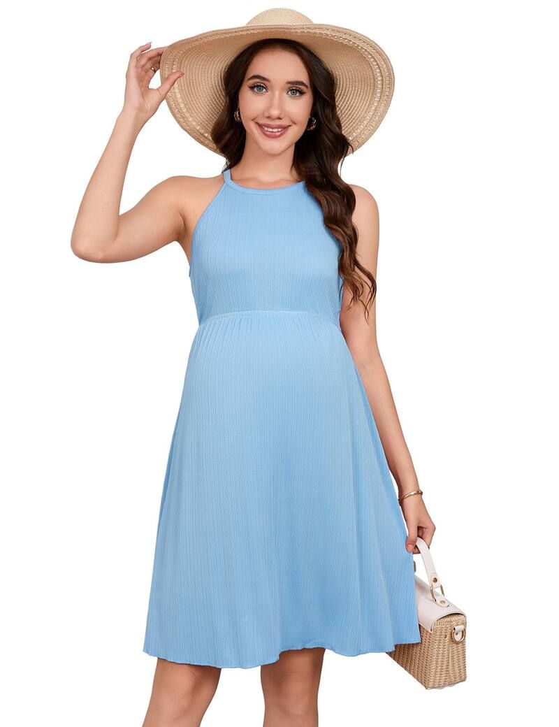 エリートチョイス レディース トップス ワンピース クルーネック A ライン ミディ ニット マタニティ Elitechoice Womens Maternity Soft Stretchy Crew