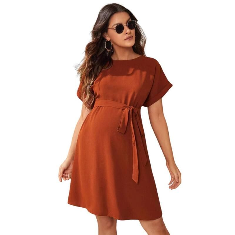 ジョイジョイ レディース トップス ワンピース クルーネック ミニ マタニティ JoyJoy Maternity Summer Crew Neck Dress Batwing Sleeve Waist