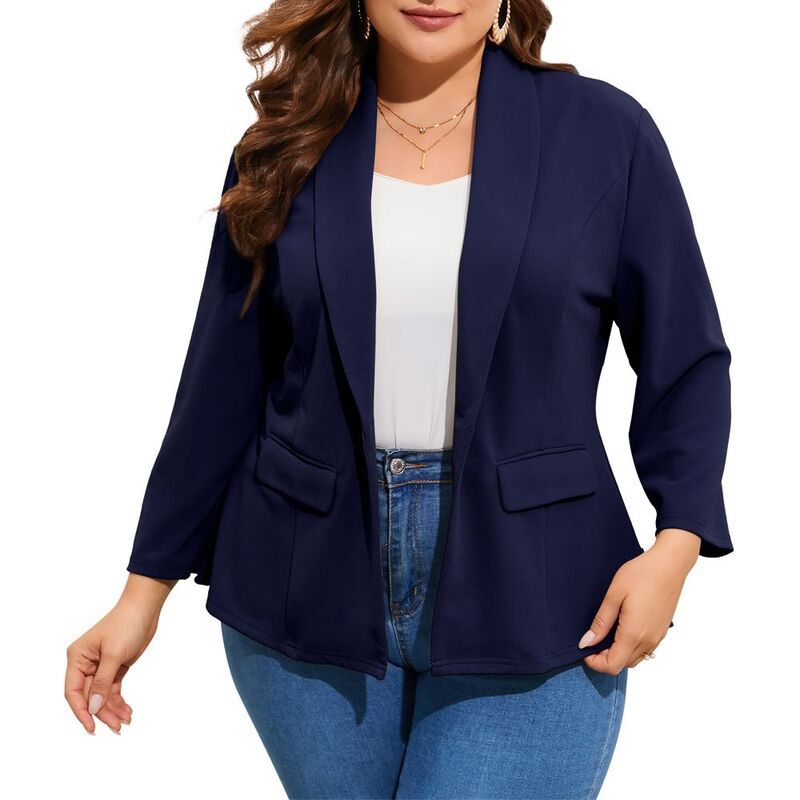 クリアフラワー レディース アウター ジャケット・ブルゾン プラスサイズ ブレザー ClearFlower Womens Plusize Blazer 34 Sleeve SingleButton S