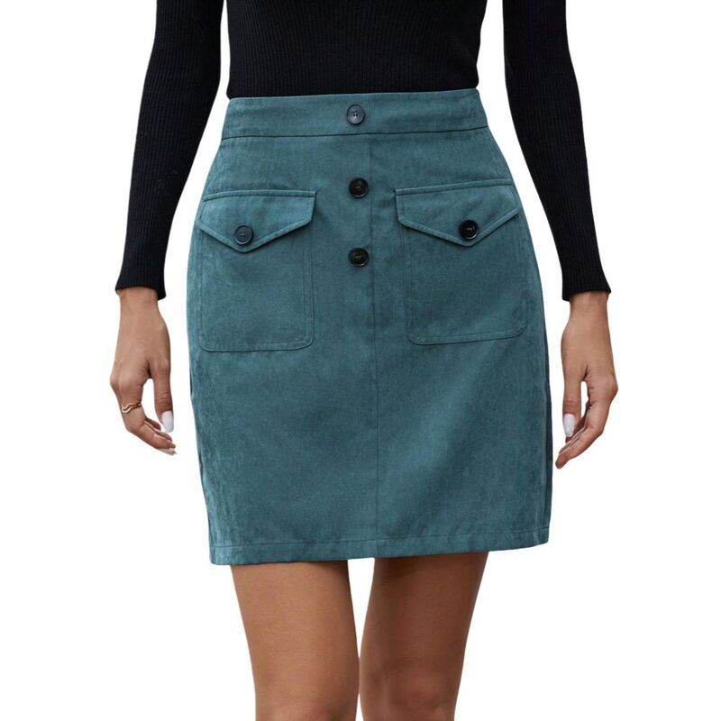 イエスファッション レディース ボトムスカート Yesfashion Women High Waisted Trendy Elastic Waist Casual Stretchy Short Ski
