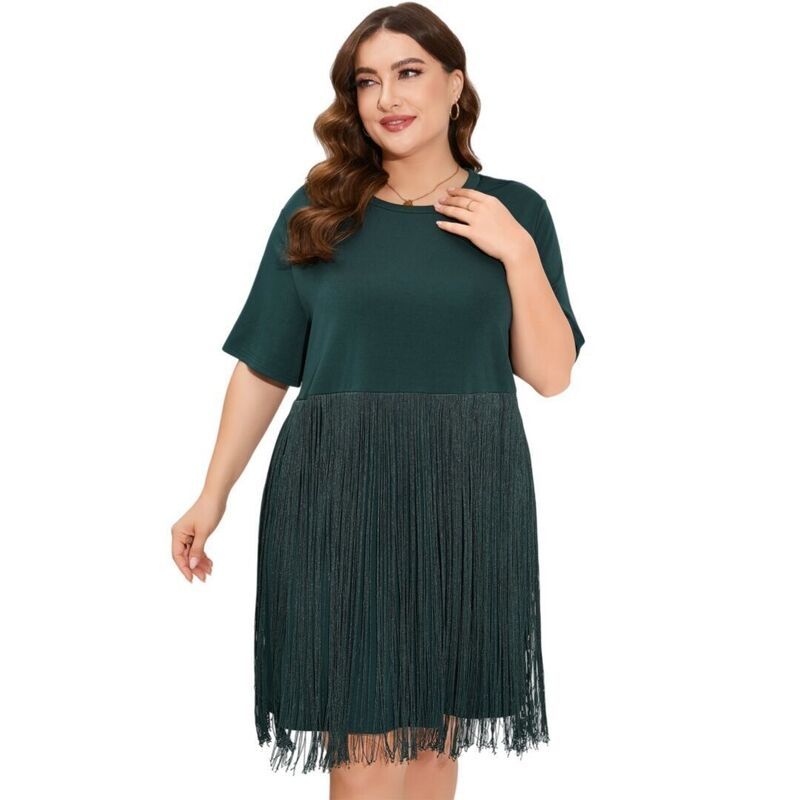 ボディサイズ レディース トップス ワンピース ヴィンテージ プラスサイズ ミニ BODDYSIZE Womens Plusize Vintage Tassel Mini Glitter Dress