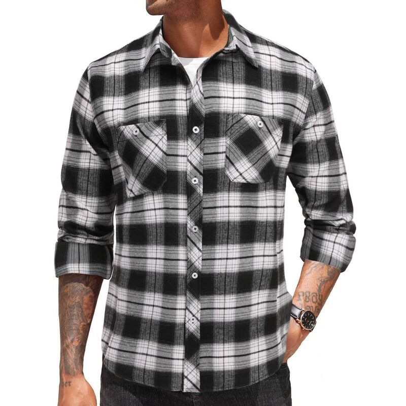 クーファンディ レディース トップス Tシャツ ボタンダウン COOFANDY Mens Flannel Plaid Shirts Long Sleeve Casual Button Down Shi