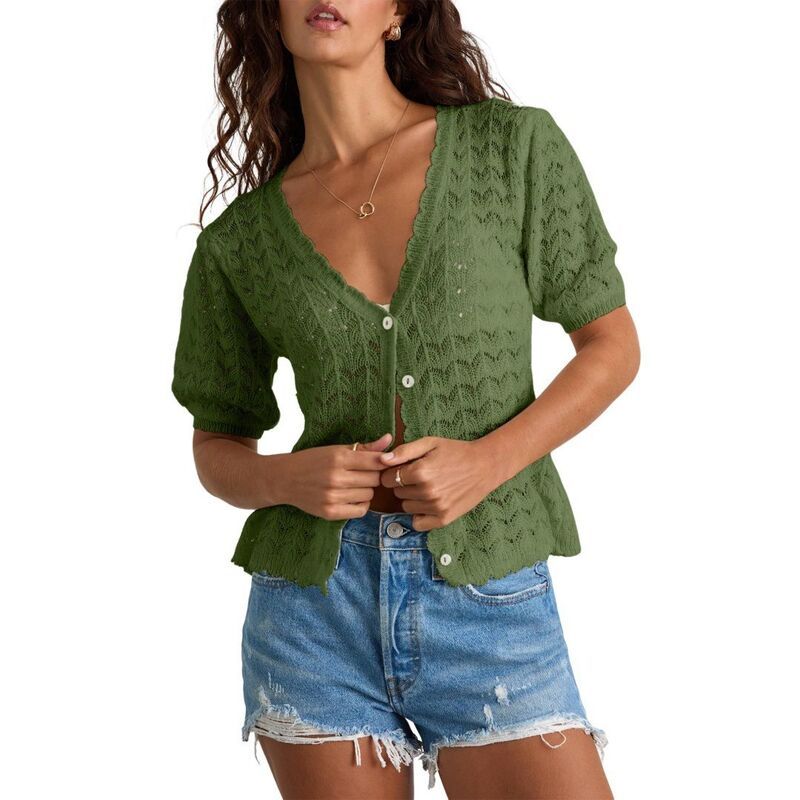 ボディサイズ レディース アウター ニット・セーター ボタンダウン カーディガン ダウン クロップド BODDYSIZE Womenshort Sleeve Cardigan Button Down