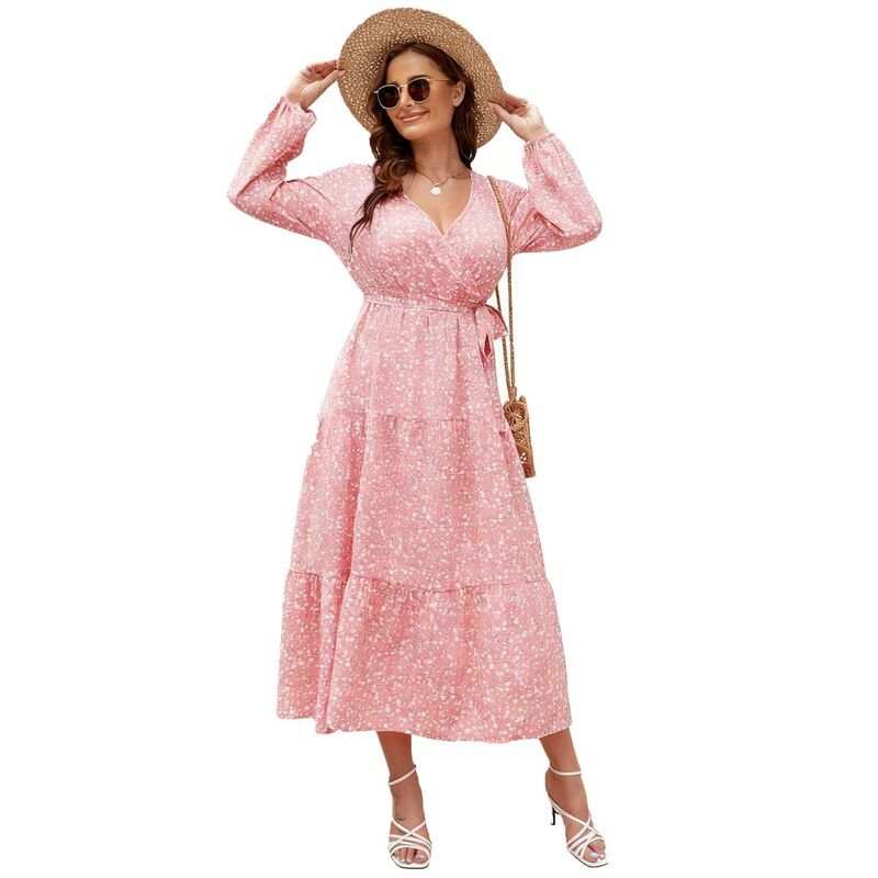 エリートスピリット レディース トップス ワンピース Vネック ハイウエスト プラスサイズ EliteSpirit Womens Plusize VNeck Wrap High Waist Long