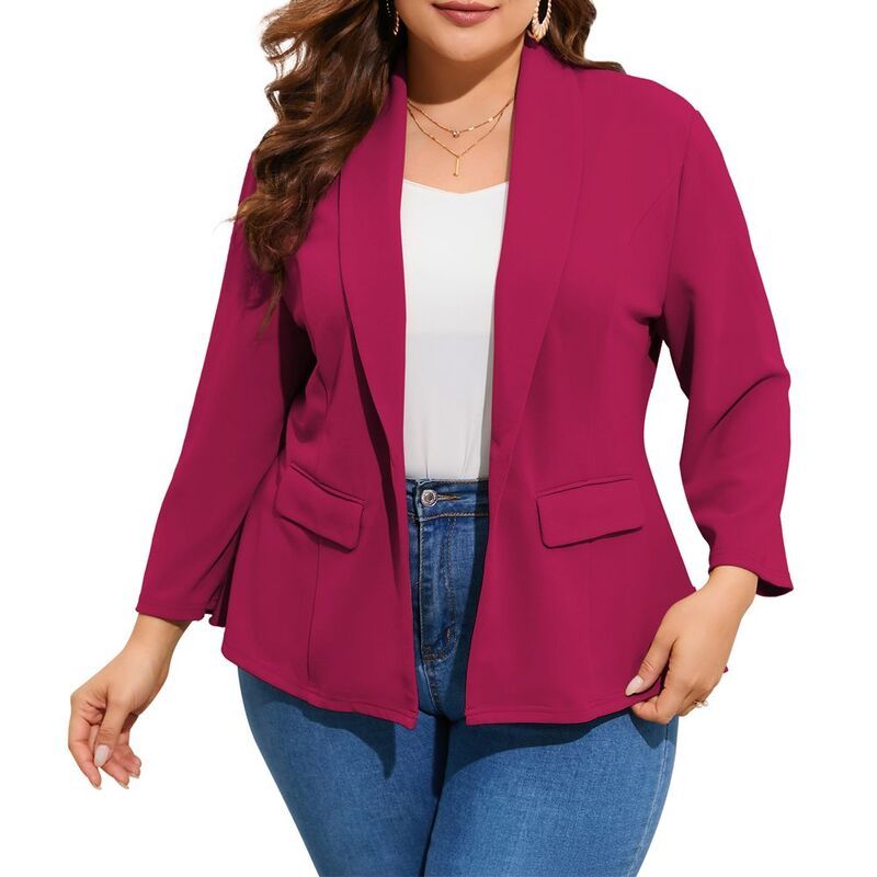クリアフラワー レディース アウター ジャケット・ブルゾン プラスサイズ ブレザー ClearFlower Womens Plusize Blazer 34 Sleeve SingleButton S