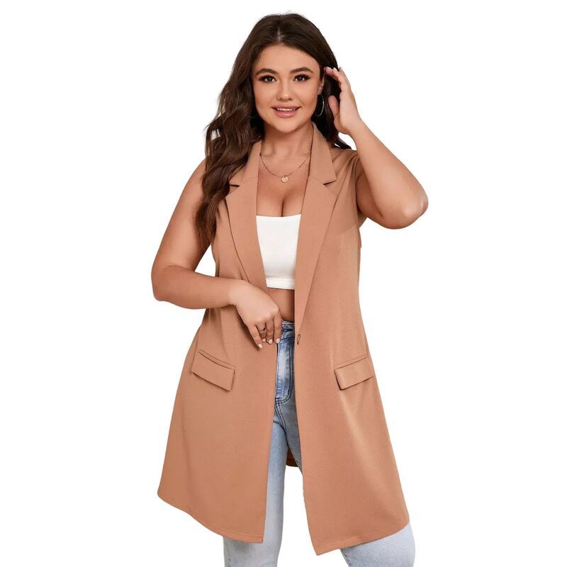 コジョイン レディース アウター ジャケット・ブルゾン プラスサイズ ベスト ノースリーブレザー Kojooin Plusize Blazer Vest for Women Sleevelessing