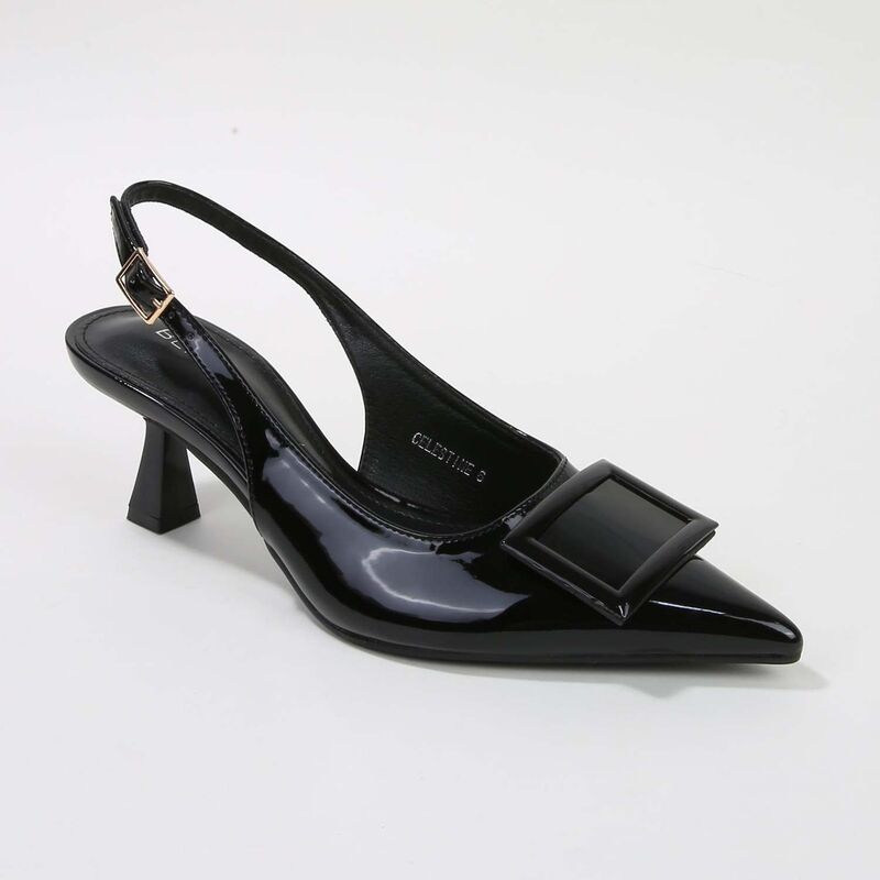 バーネス レディース シューズ パンプス ヒール BERNESS Celestine Kitten Heel Slingbacks Black ブラック