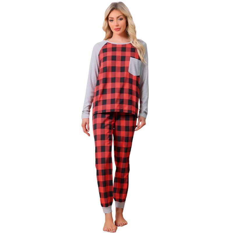 インスパイア シック レディース アンダーウェア ナイトウェア パンツ Tシャツ INSPIRE CHIC Womens Pajamas Plaid Loungewear Long Sleeve Te