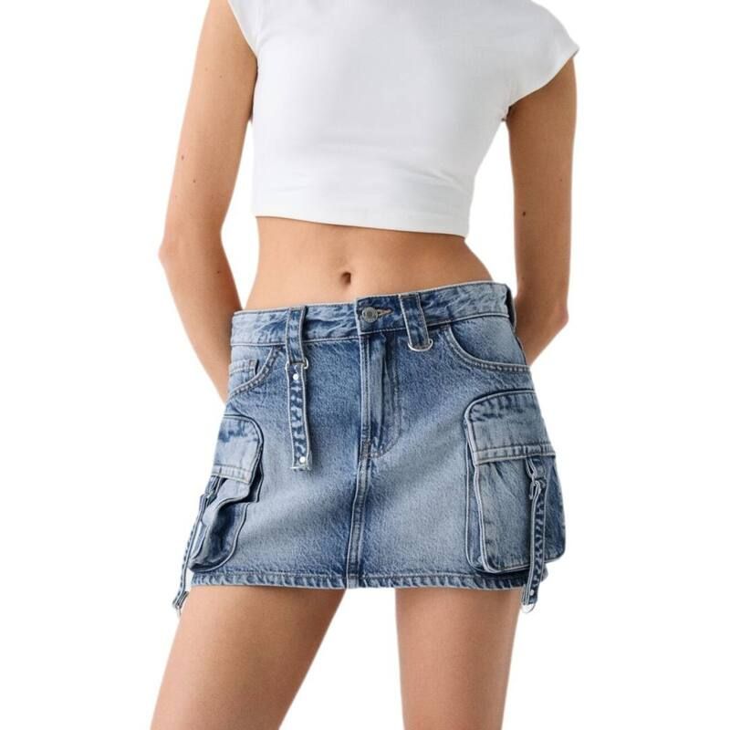 エリートチョイス レディース ボトムスカート ハイウエスト ミニ デニム Elitechoice High Waist Denim Cargo Skort For Women Stretchy Cas