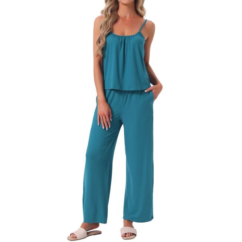 インスパイア シック レディース アンダーウェア ナイトウェア プリーツ パンツ ニット INSPIRE CHIC Womens Pajama Set Pleated Cami Top and Pan