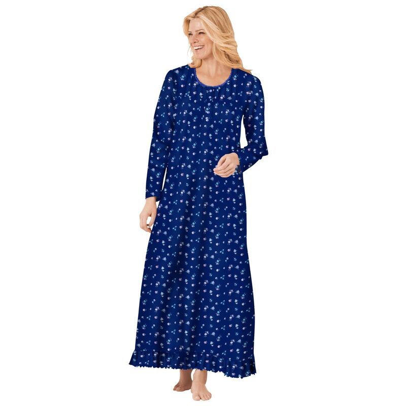 ドリームスアンドコー レディース アンダーウェア ナイトウェア プラスサイズ 長袖 Dreams Co Plusize LongSleeve Gown Evening Blue Flowers ブルー 9,926円