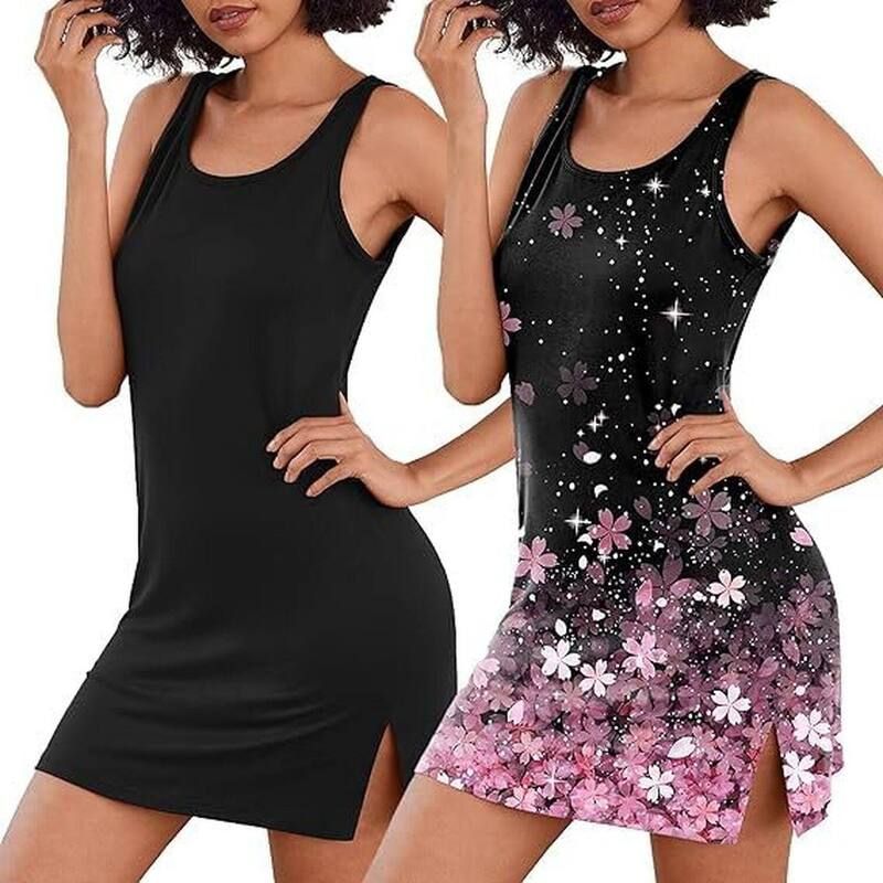 エコアー レディース アンダーウェア ナイトウェア Ekouaer Elouaer Two Pack Nightgownsolid Color Causal Women Sleepwear Black