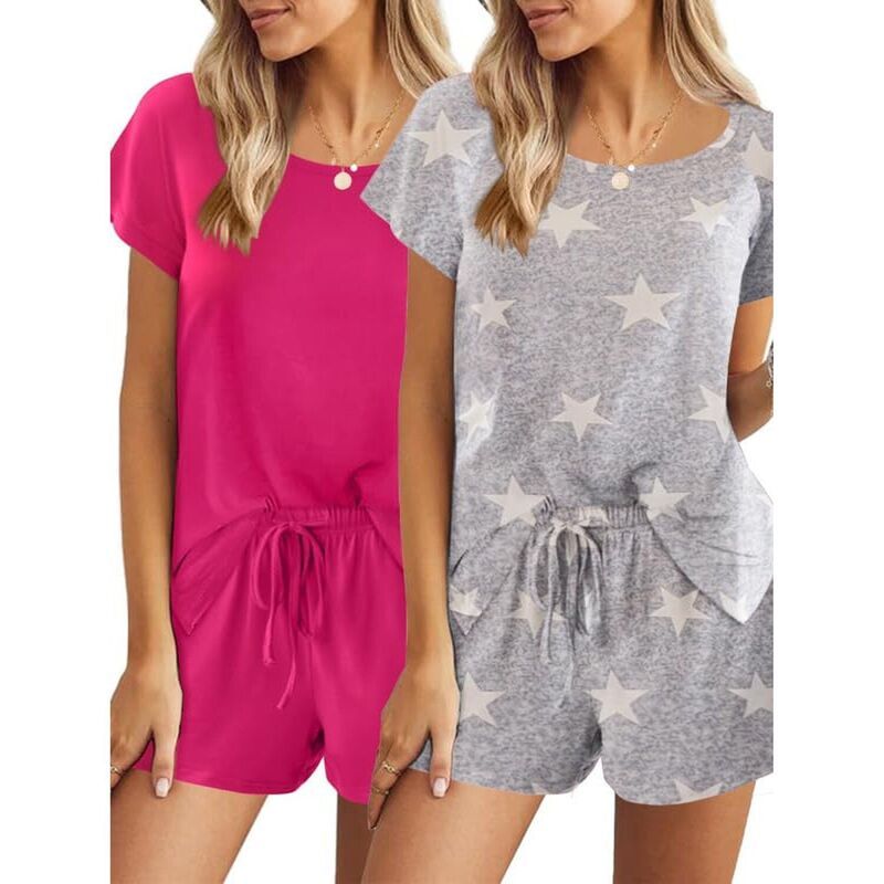 エコアー レディース アンダーウェア ナイトウェア Ekouaer 2 Pack Womens Pajama Set Short Sleeve with Pocket Metallic メタリック 10,935円