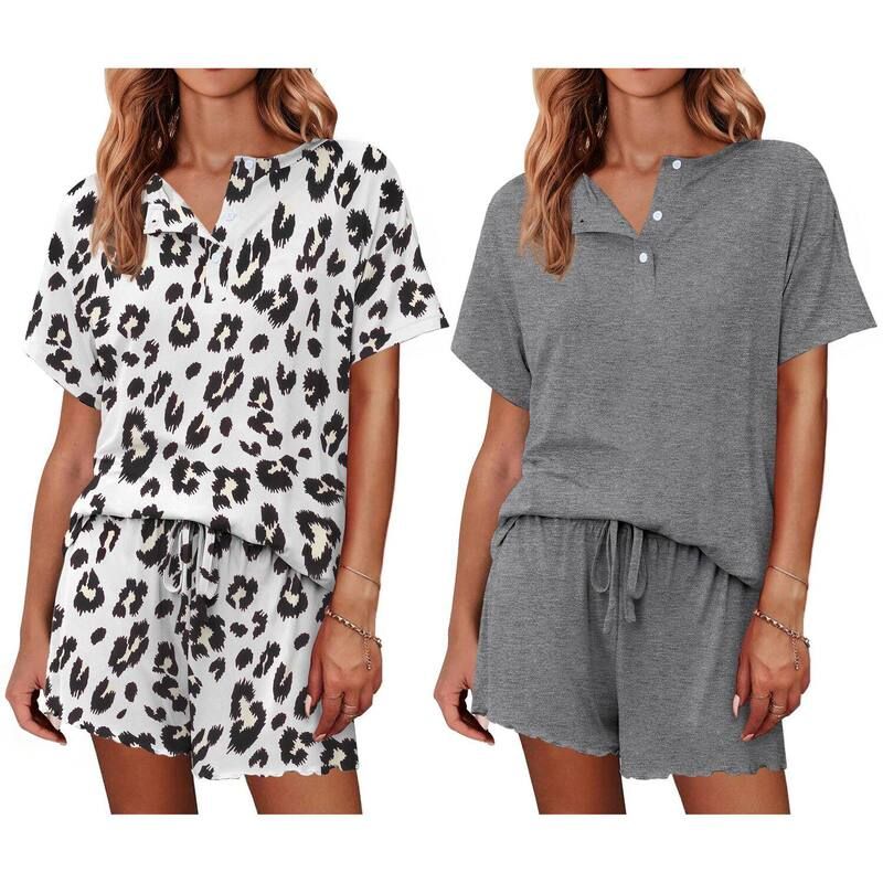 エコアー レディース アンダーウェア ナイトウェア ショートパンツ Ekouaer 2 Pack Womens Pajama Setshort Sleeve Sleepwear Top with Sh