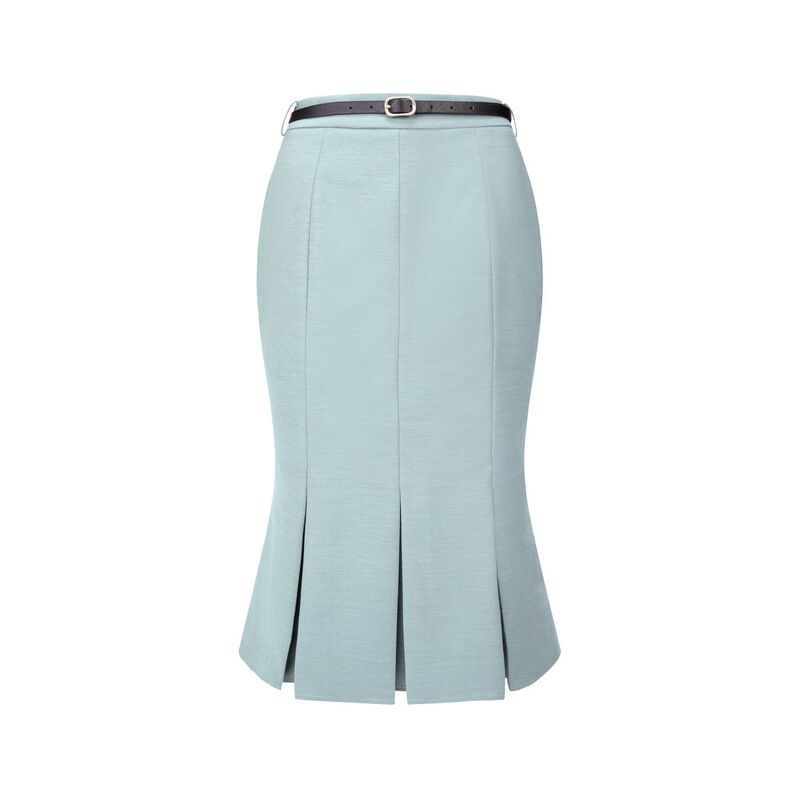 ホンベティ レディース ボトムスカート ひざ丈 Hombety Womens Work Skirt Below Knee Length Fishtail Skirt Light Grey Blue グ