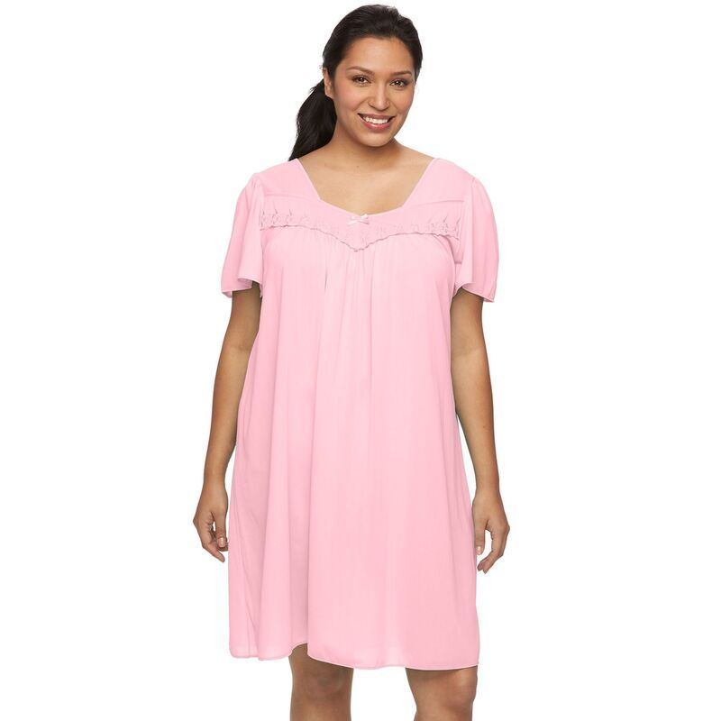 ミスエレインエッセンシャルズ レディース アンダーウェア ナイトウェア プラスサイズ Plusize Miss Elainessentialshortricot Nightgown Pink ピンク