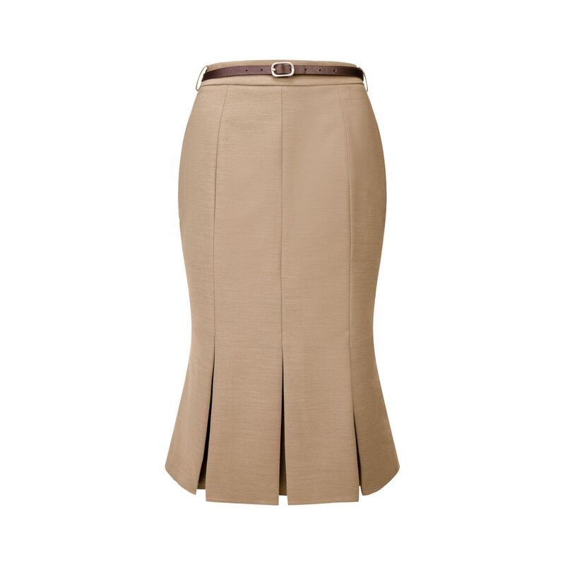 ホンベティ レディース ボトムスカート ひざ丈 Hombety Womens Work Skirt Below Knee Length Fishtail Skirt Brown ブラウン