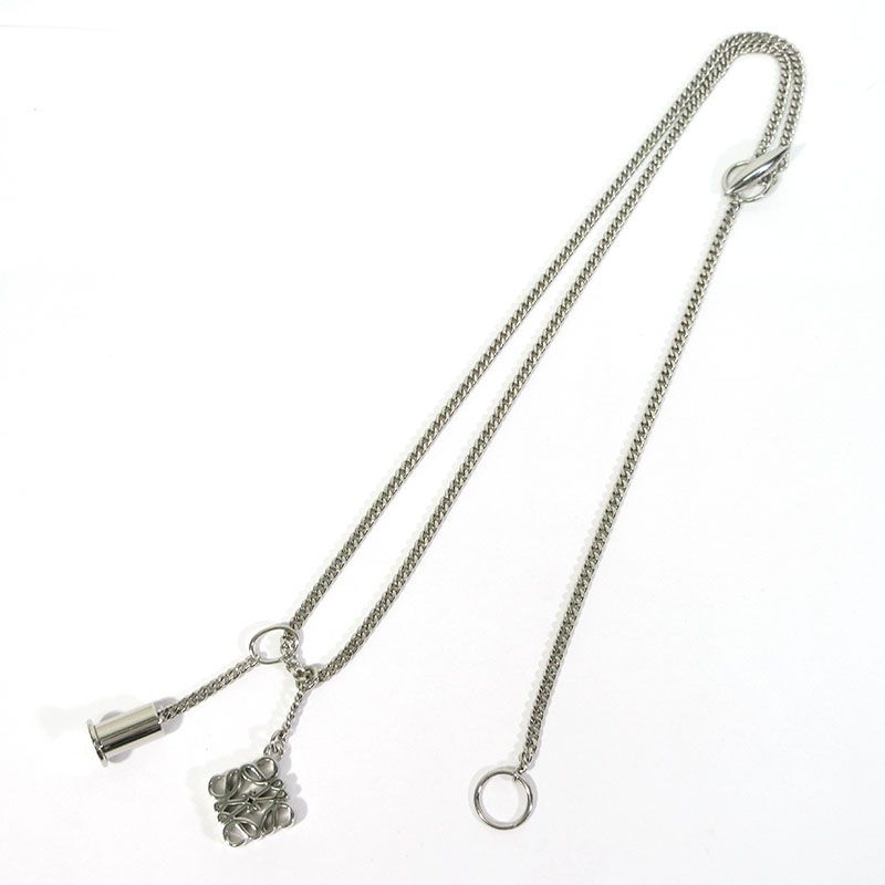 【三重本店】 中古 LOEWE | ロエベ N691420X01 9230 パーソナライゼーション ネックレス メタル / アナグラムチャーム カラー：パラジウム(シルバー系) 【135】