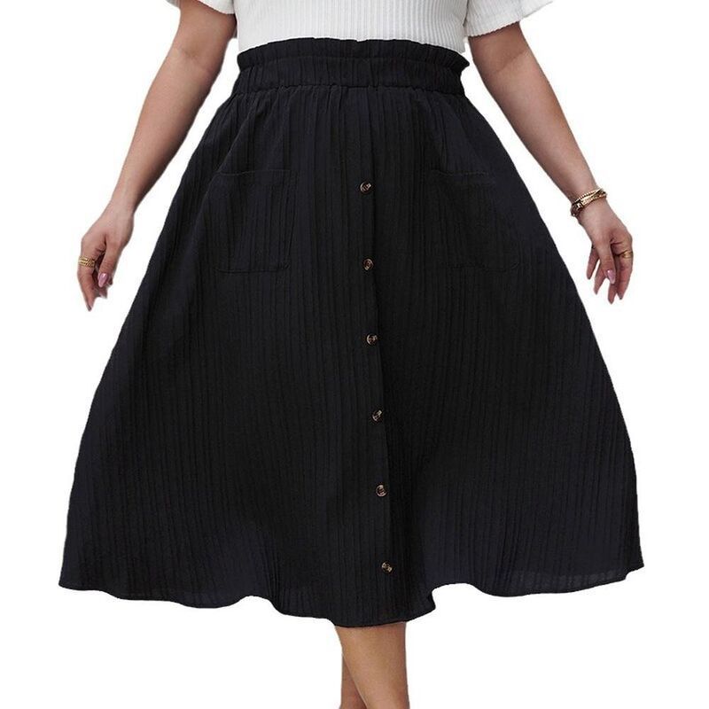 ジョイジョイ レディース ボトムスカート A ライン プラスサイズ ミディ JoyJoy Women Plusizelegantextured Midi Skirt Loose ALine Swing