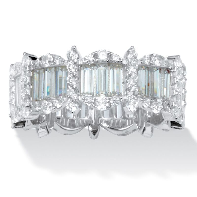 パームビーチジュエリー レディース アクセサリー リング PalmBeach Jewelry 353 TCW Baguette Cubic Zirconia Eternity Ring Silver