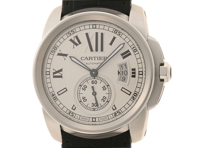 CARTIER カルティエ ウォッチ カリブル ドゥ カルティエ 【205】 時計 W7100037 腕時計 ステンレススチール/革 ホワイト文字盤 -刻印 メンズ【中古】