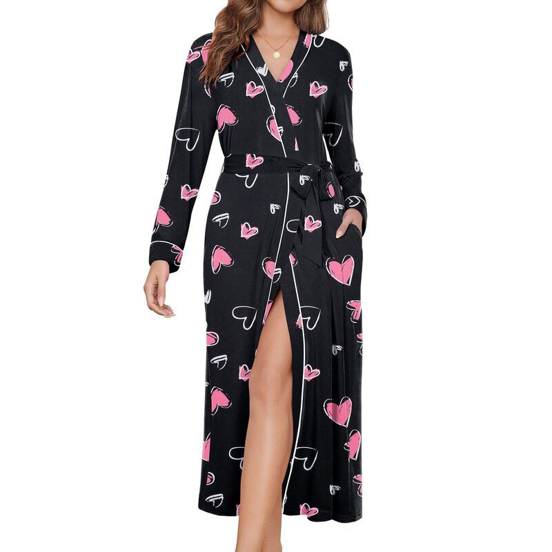エコアー レディース アンダーウェア ナイトウェア ニット Ekouaer Womens Lightweight Soft Knit FullLength Robe with Pockets Blac