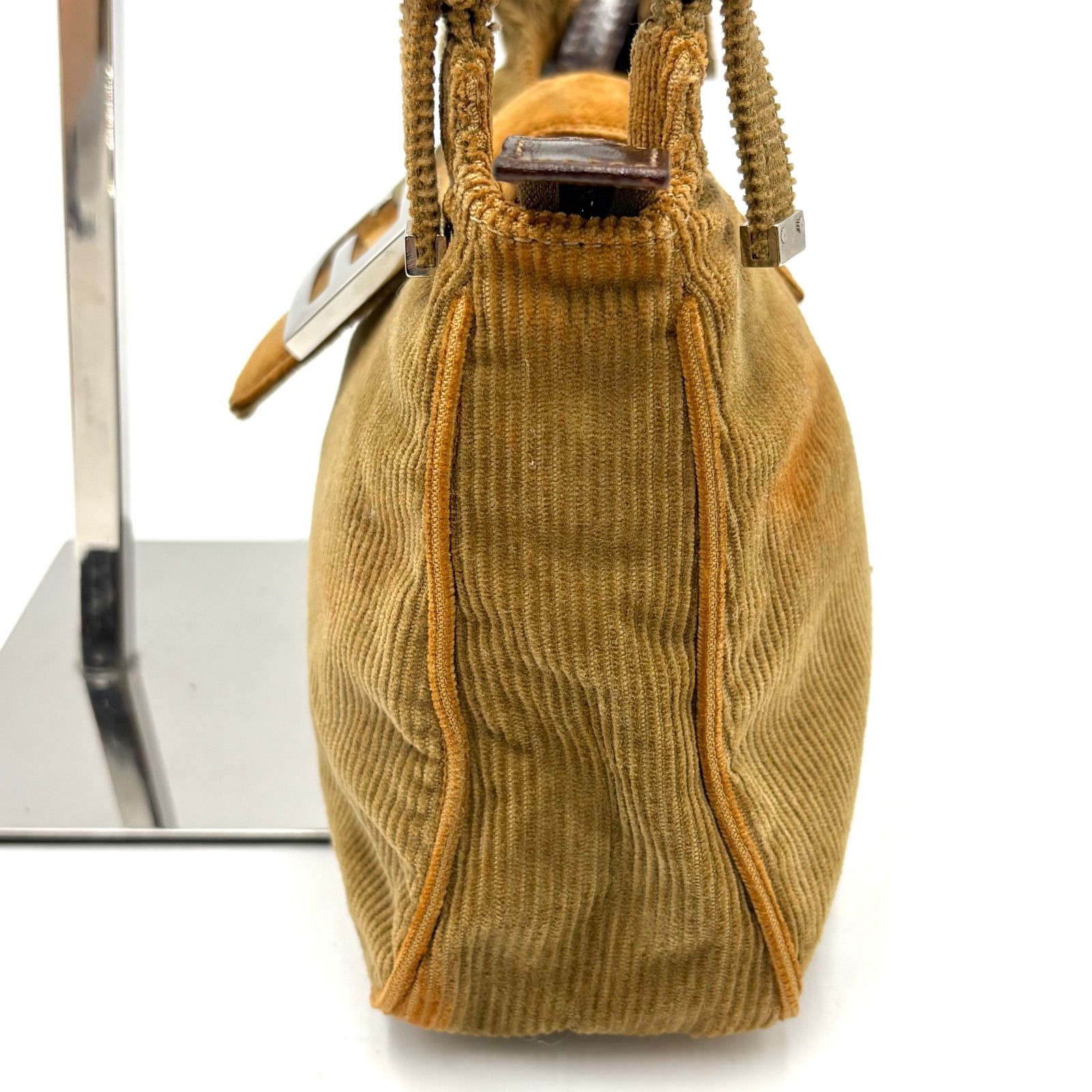 FENDI フェンディ マンマバケット FF金具 コードュロイ ショルダー 