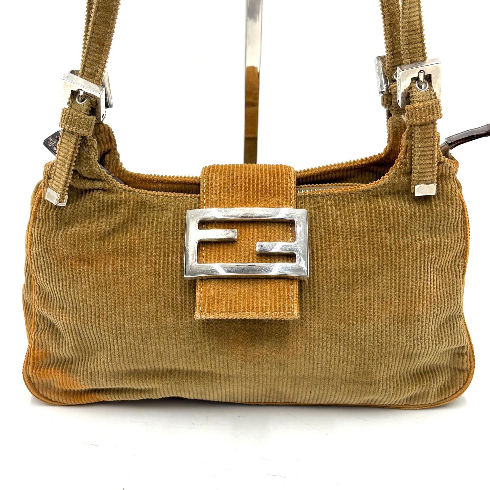 FENDI フェンディ マンマバケット FF金具 コードュロイ ショルダー 