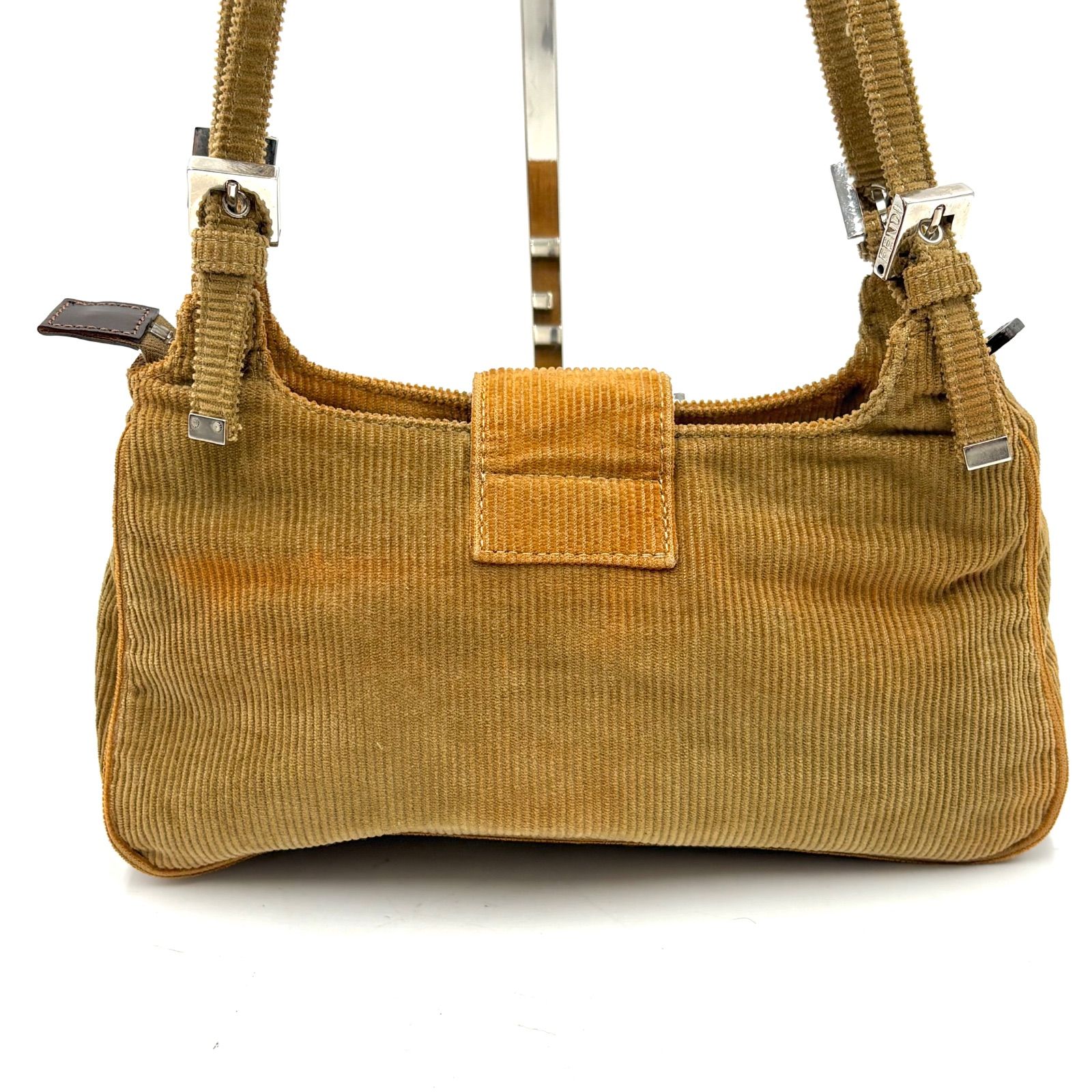 FENDI フェンディ マンマバケット FF金具 コードュロイ ショルダー 
