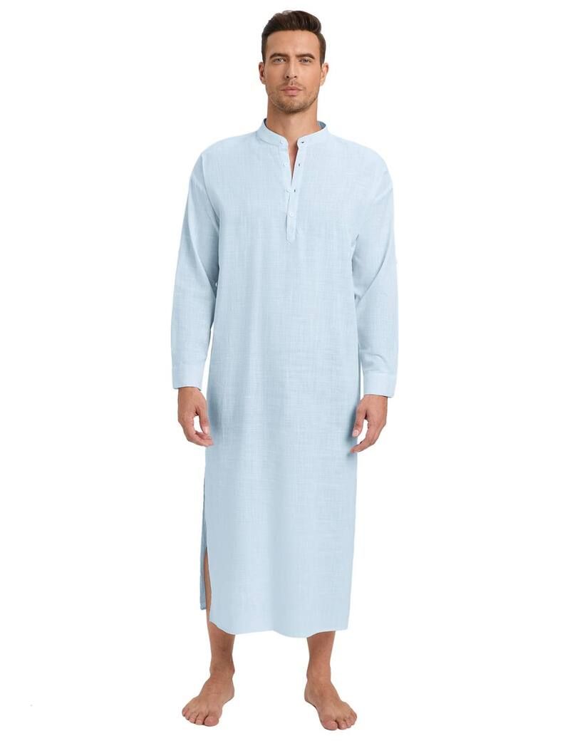 ファンジュライ レディース アンダーウェア ナイトウェア ボタンダウン シャツ ダウン FUNJULY Mens Button Down Casualong Sleeve Robe Side Spli
