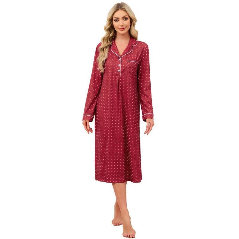 ボディサイズ レディース アンダーウェア ナイトウェア コットン BODDYSIZE Long Sleeve Nightgowns for Women Soft Cotton Comfy Lightw