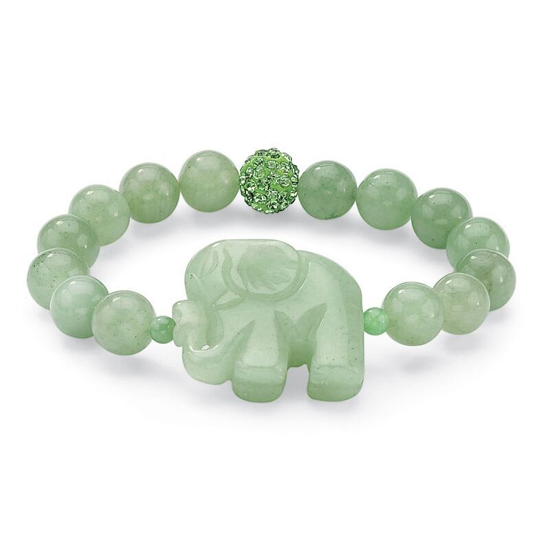 パームビーチジュエリー レディース アクセサリー ブレスレット・バングル・アンクレット PalmBeach Jewelry Green Agatelephant and Simulated Emera