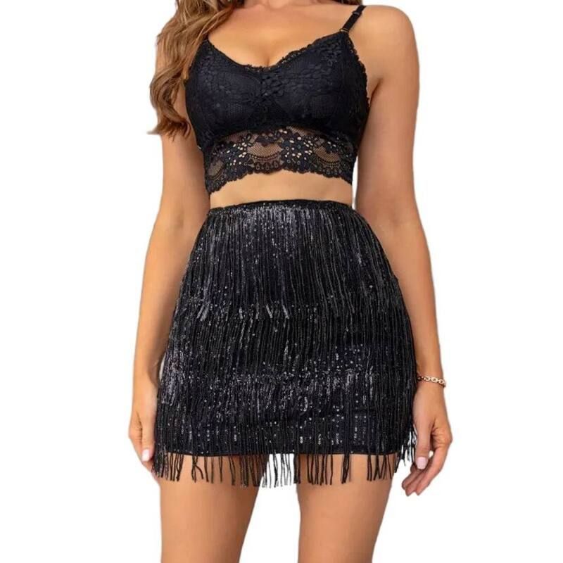 コジョイン レディース ボトムスカート ミニ スパンコール Kojooin Women Sequin Skirt Belly Dance Glitterave Outfit Wrap Mini Ski