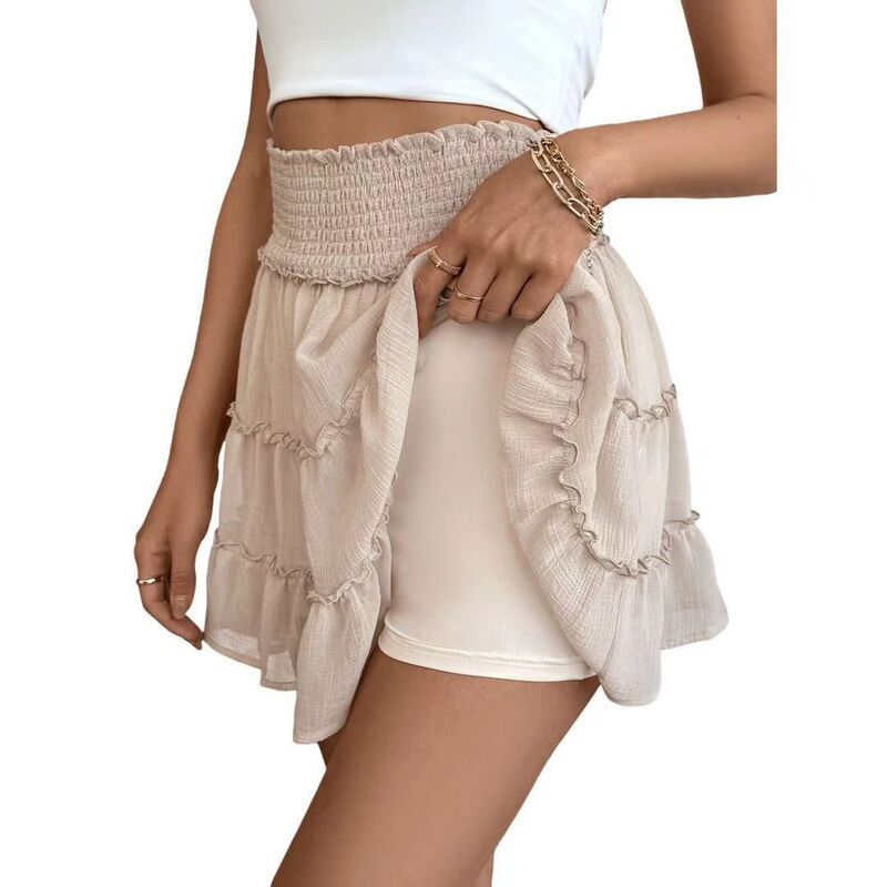 クリアフラワー レディース ボトムスカート ティアード ハイウエスト フリル ミニ ショートパンツ ClearFlower Womens Flowy Skortsummer Casual High W